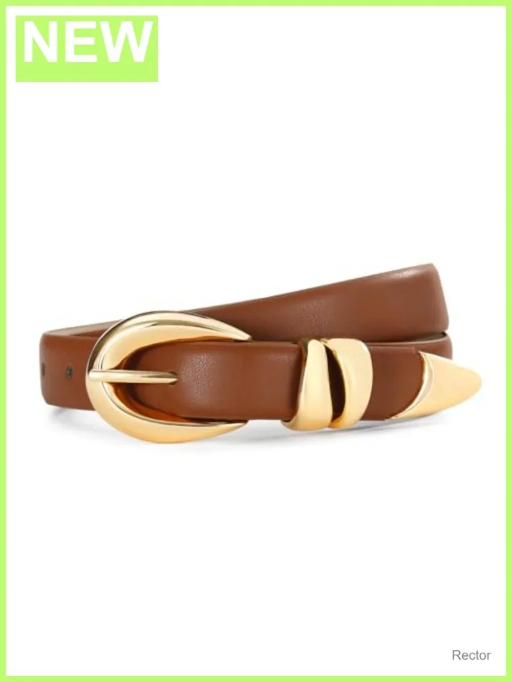 Women's Faux Leather Belt Gold Buckle Adjustable Waist Belt for Jeans Dress